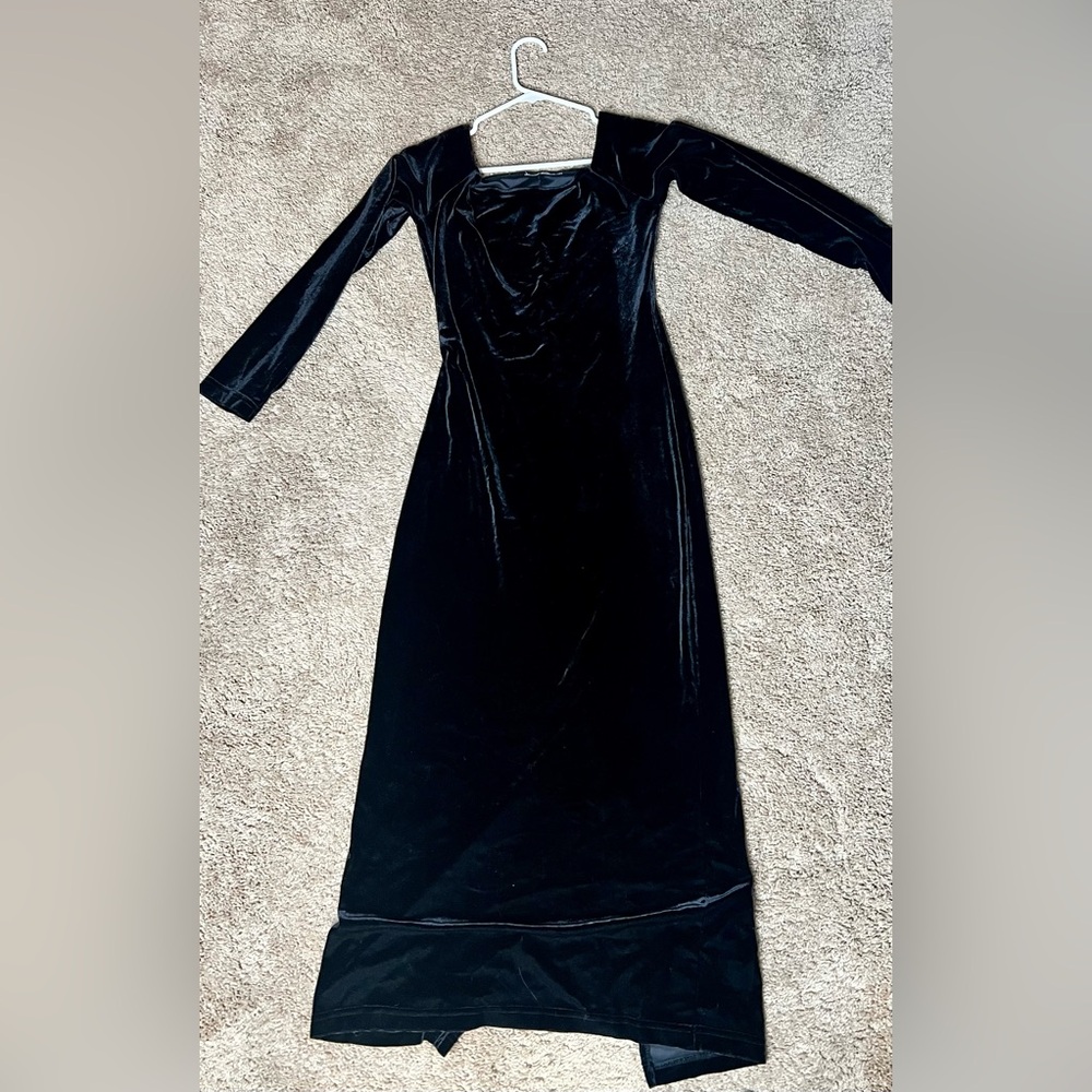 Black Stretchy Velvet Dress